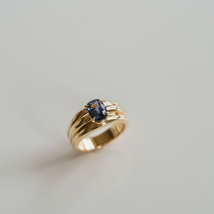 Elongated Cushion Cut Blue Sapphire Aria Ring