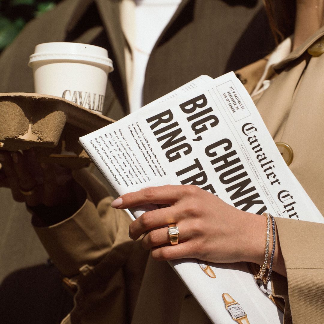 Emerald Cut Diamond Half Bezel Manor Ring
