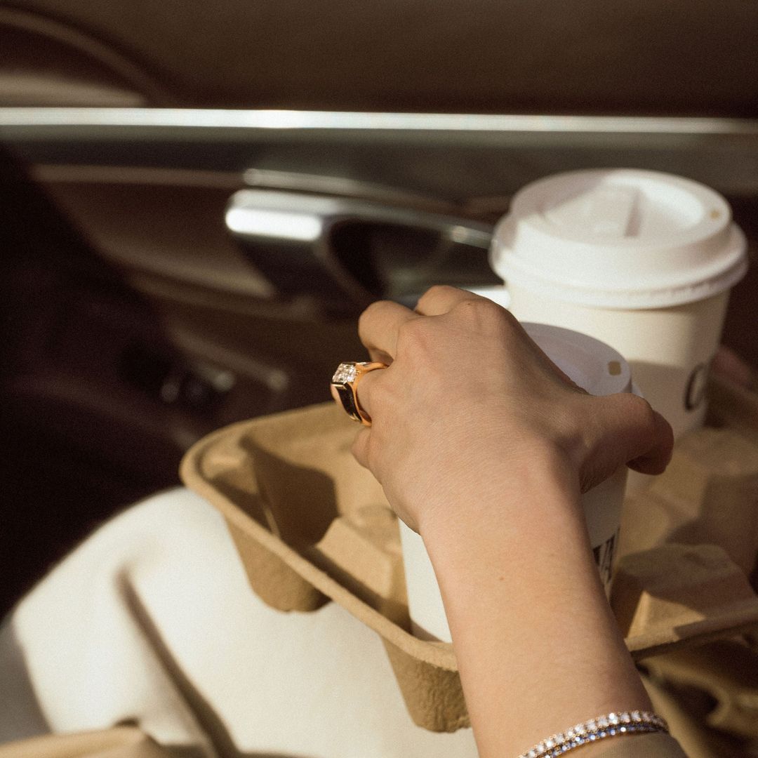 Emerald Cut Diamond Half Bezel Manor Ring