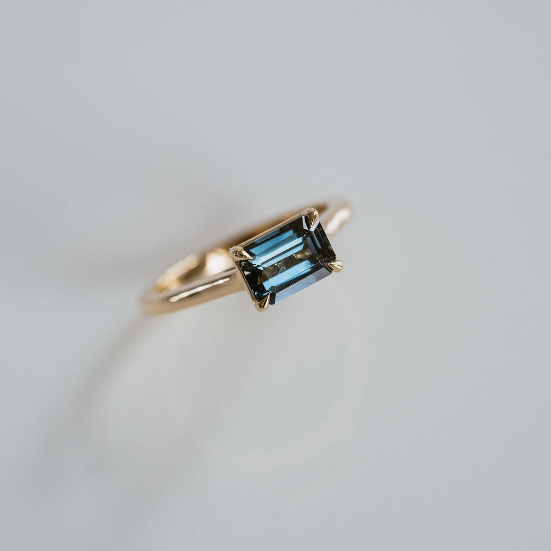 Emerald Cut East-West Blue Green Sapphire Dominion