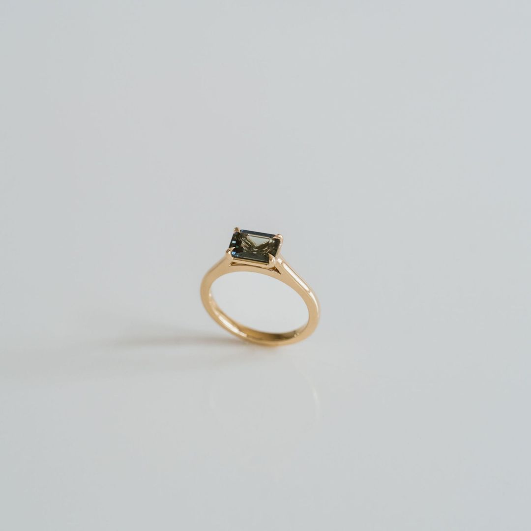 Emerald Cut East-West Blue Green Sapphire Dominion