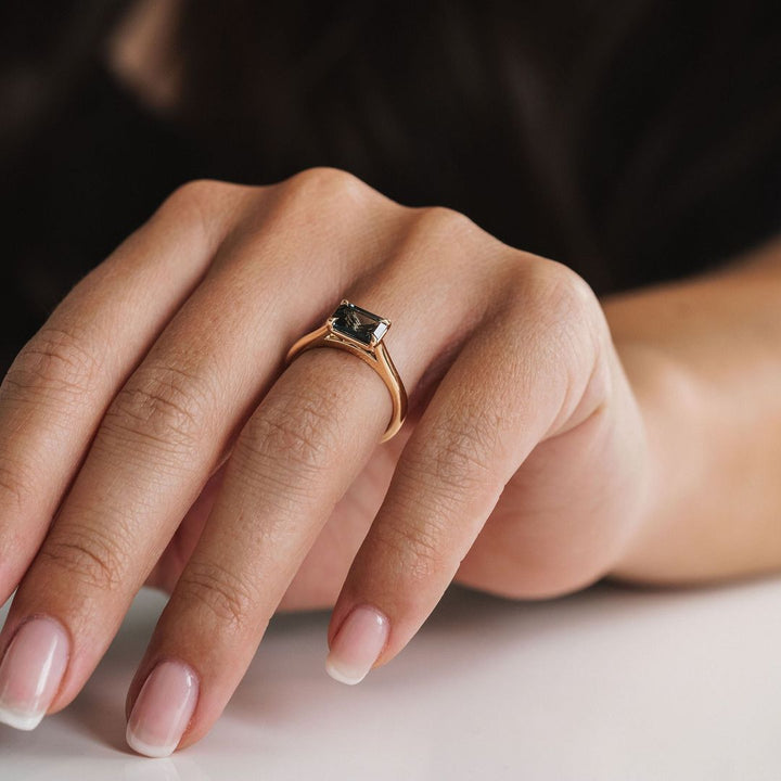 Emerald Cut East-West Blue Green Sapphire Dominion