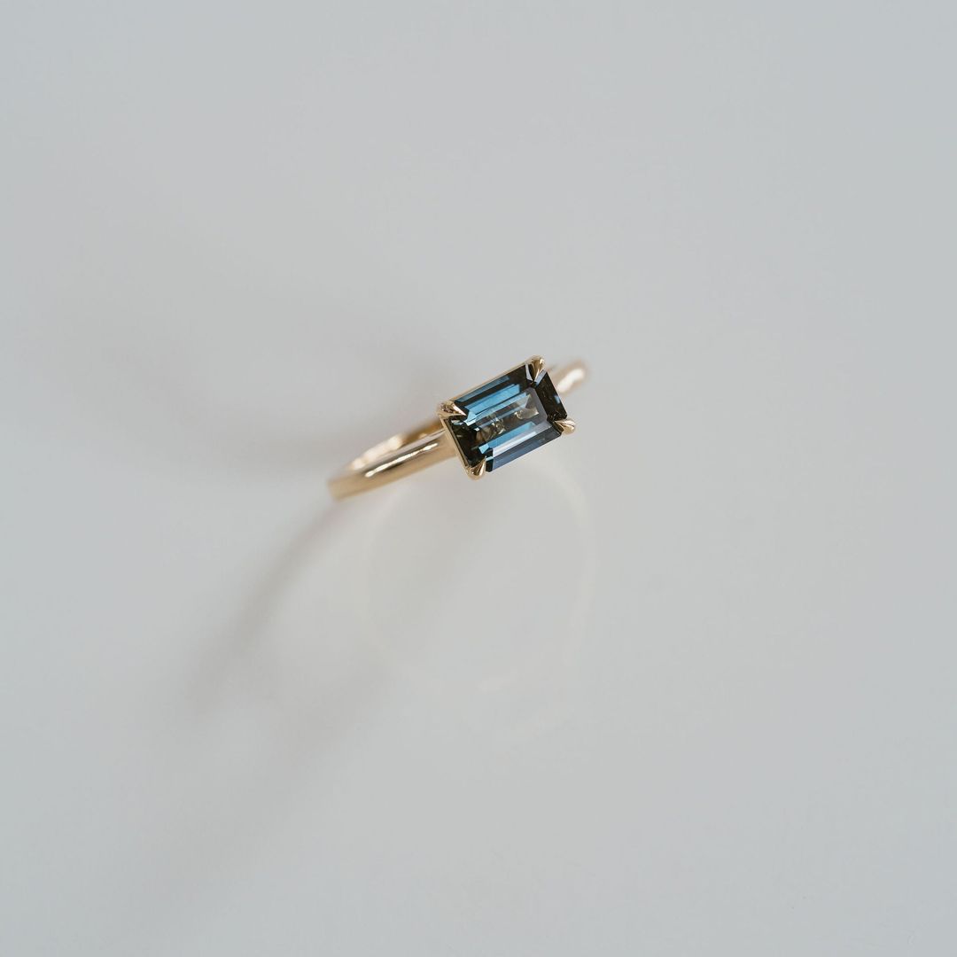 Emerald Cut East-West Blue Green Sapphire Dominion
