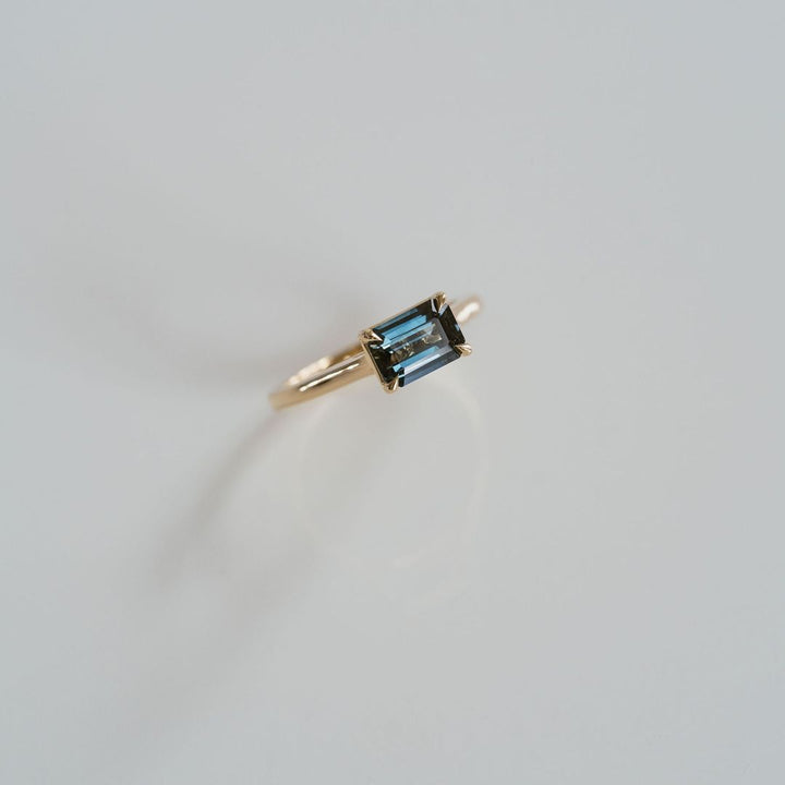 Emerald Cut East-West Blue Green Sapphire Dominion