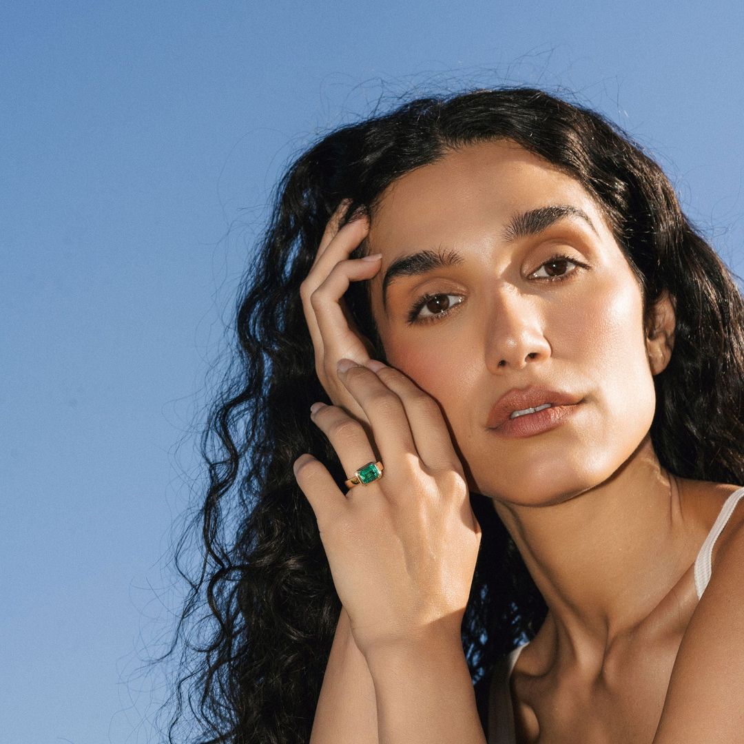 Emerald Cut Emerald Retro Bezel Ring