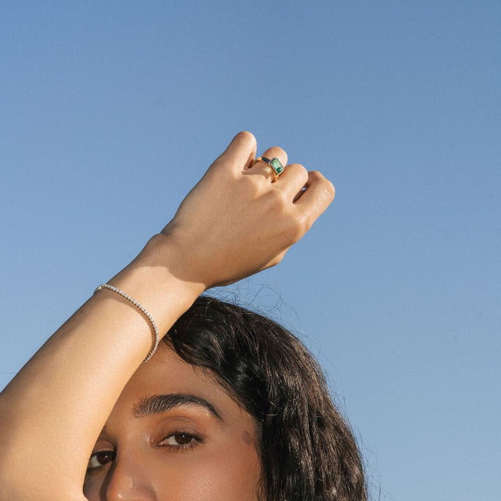 Emerald Cut Emerald Retro Bezel Ring