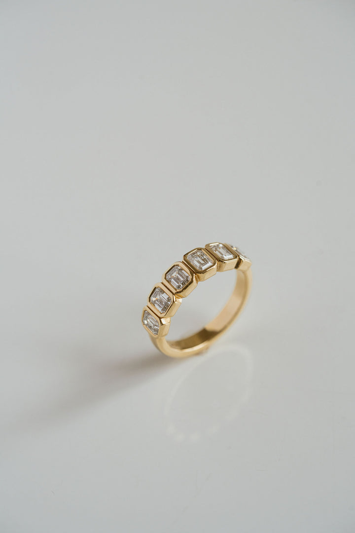 Emerald Cut Diamond Bezel Band
