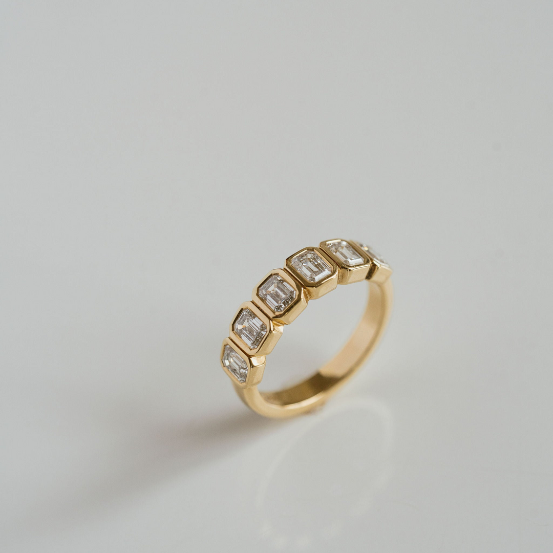 Emerald Cut Diamond Bezel Band