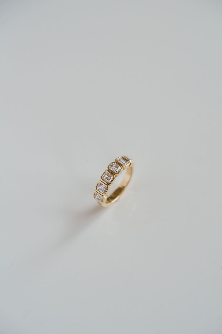 Emerald Cut Diamond Bezel Band