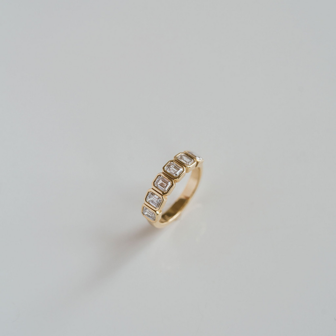 Emerald Cut Diamond Bezel Band