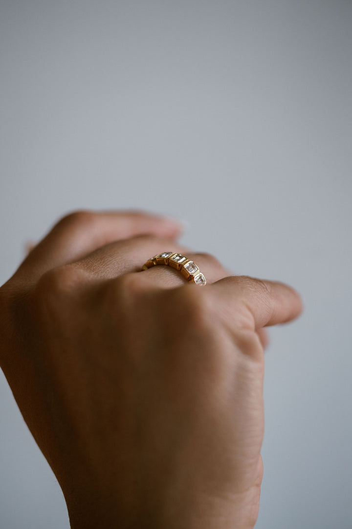 Emerald Cut Diamond Bezel Band