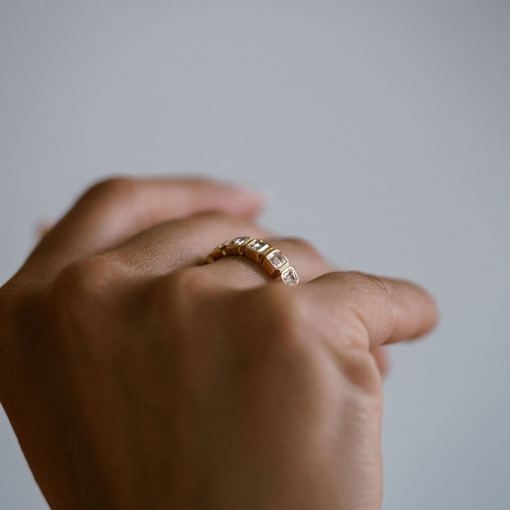 Emerald Cut Diamond Bezel Band