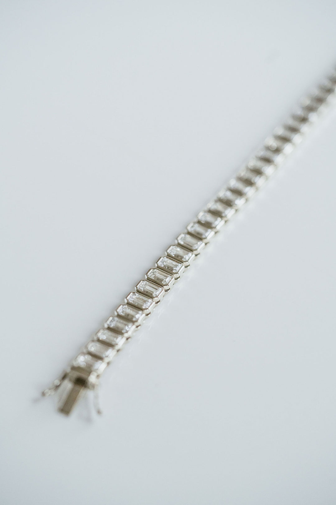 Emerald Cut Diamond Bezel Tennis Bracelet