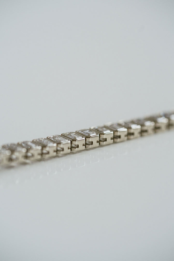 Emerald Cut Diamond Bezel Tennis Bracelet