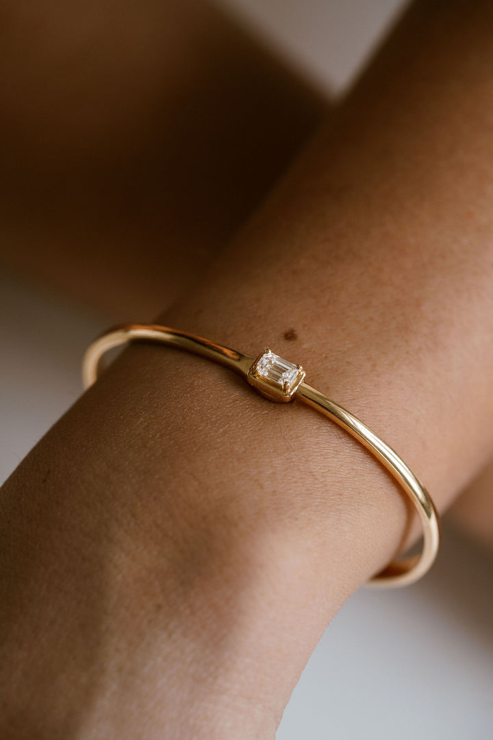Emerald Cut Diamond Framed Bangle