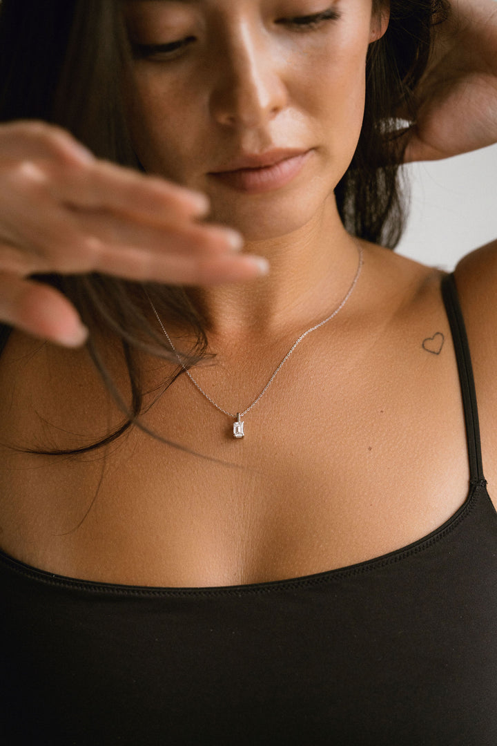 Emerald Cut Diamond Solitaire Box Pendant