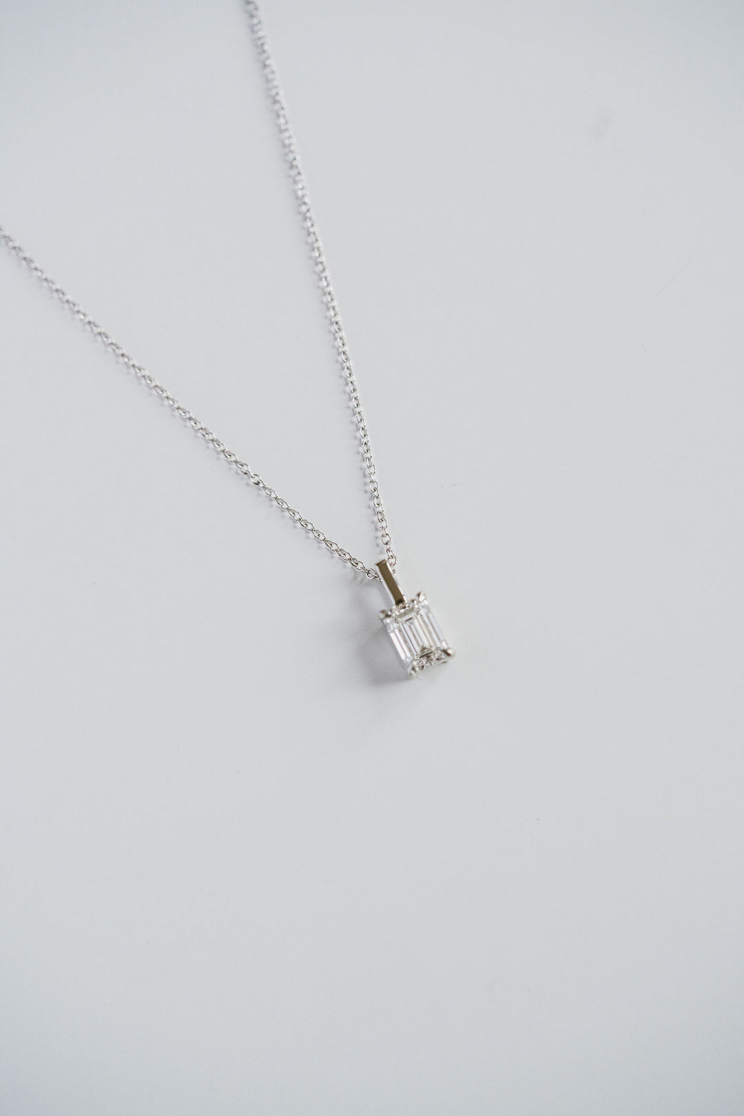 Emerald Cut Diamond Solitaire Necklace