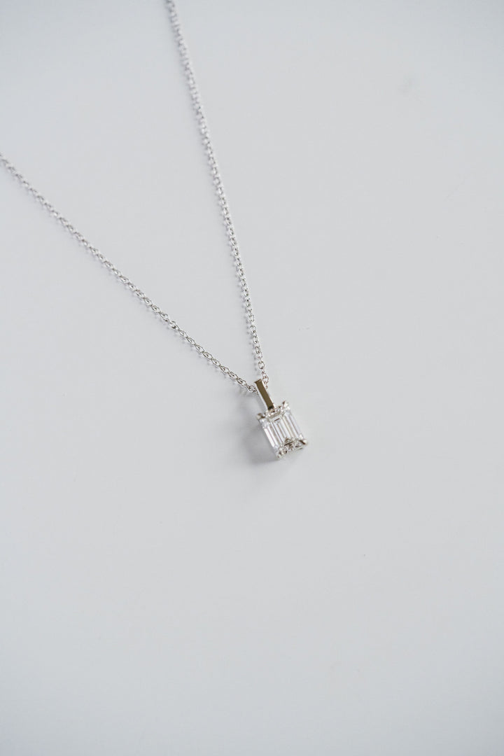 Emerald Cut Diamond Solitaire Box Pendant