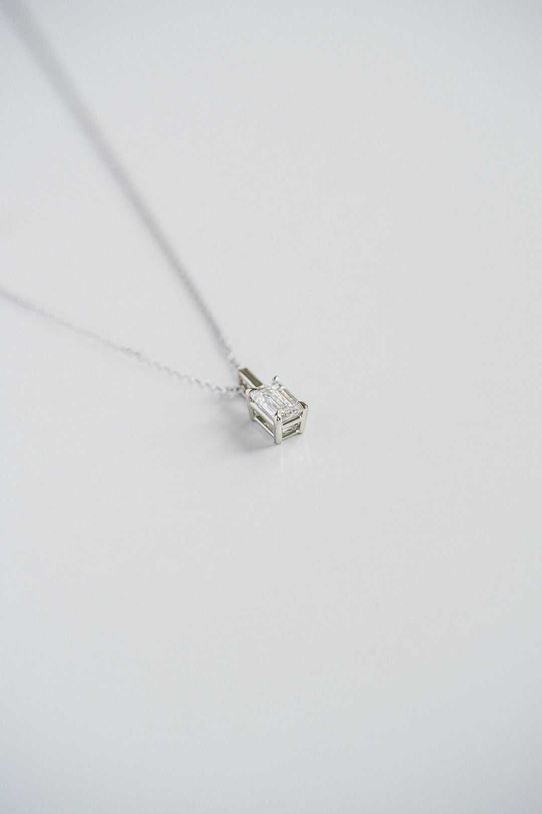 Emerald Cut Diamond Solitaire Necklace