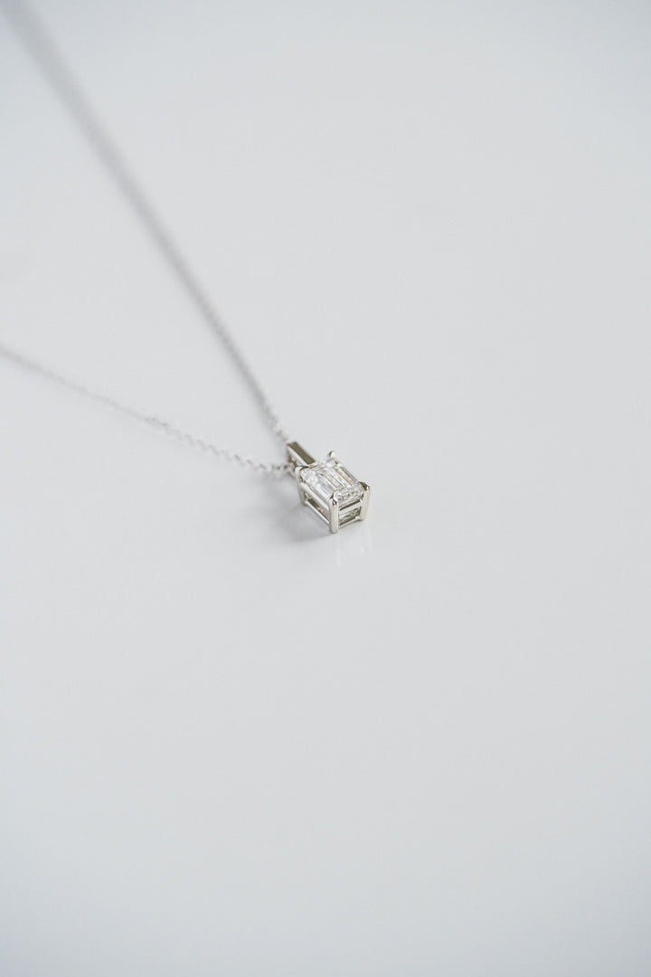 Emerald Cut Diamond Solitaire Box Pendant