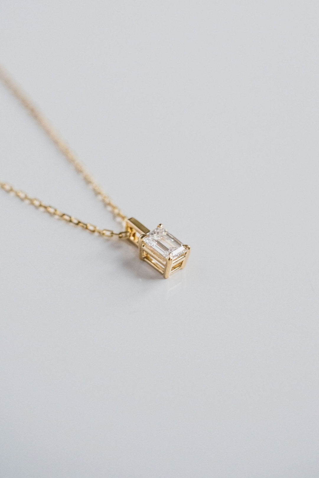 Emerald Cut Diamond Solitaire Necklace