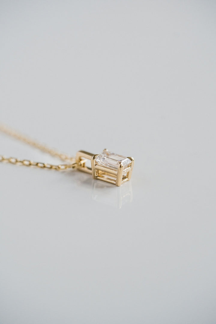 Emerald Cut Diamond Solitaire Box Pendant