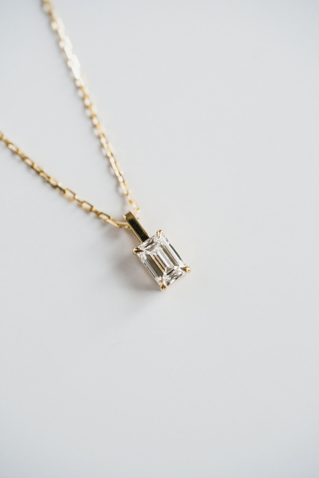 Emerald Cut Diamond Solitaire Necklace