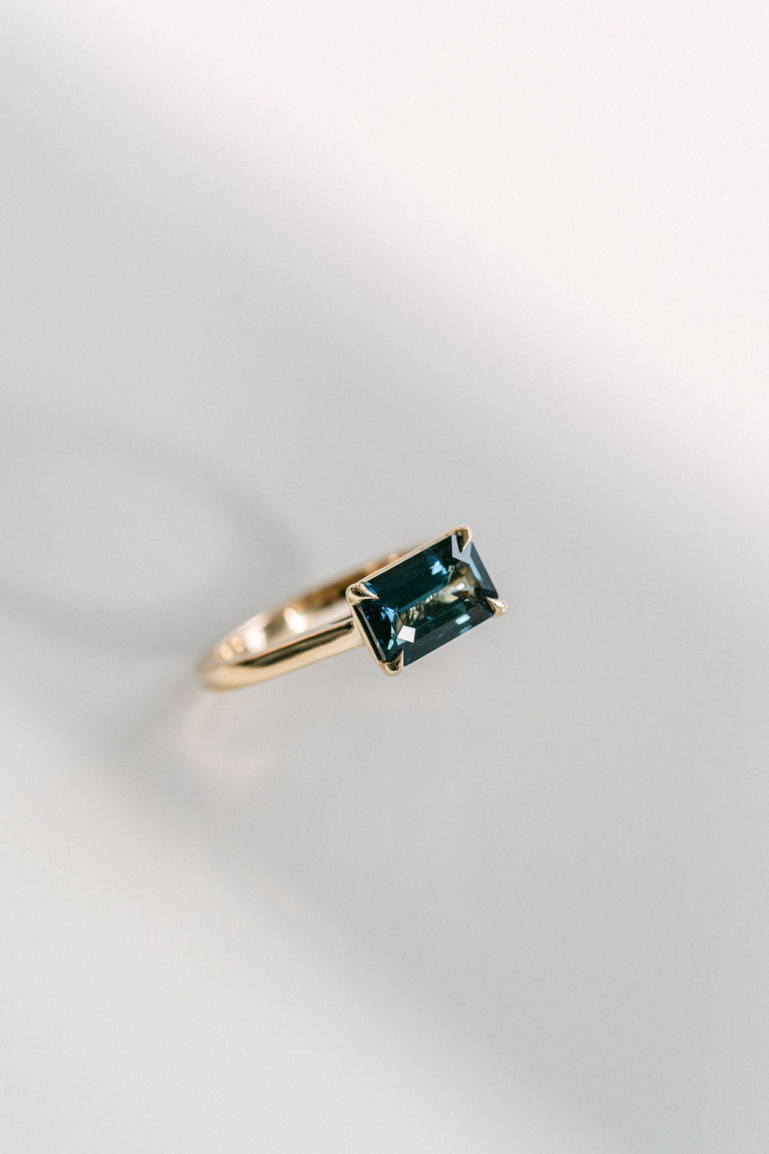 Emerald Cut East-West Blue Green Sapphire Dominion