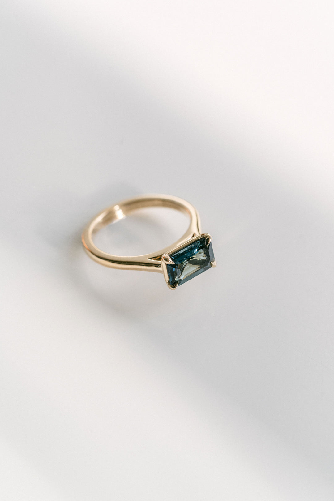 Emerald Cut East-West Blue Green Sapphire Dominion
