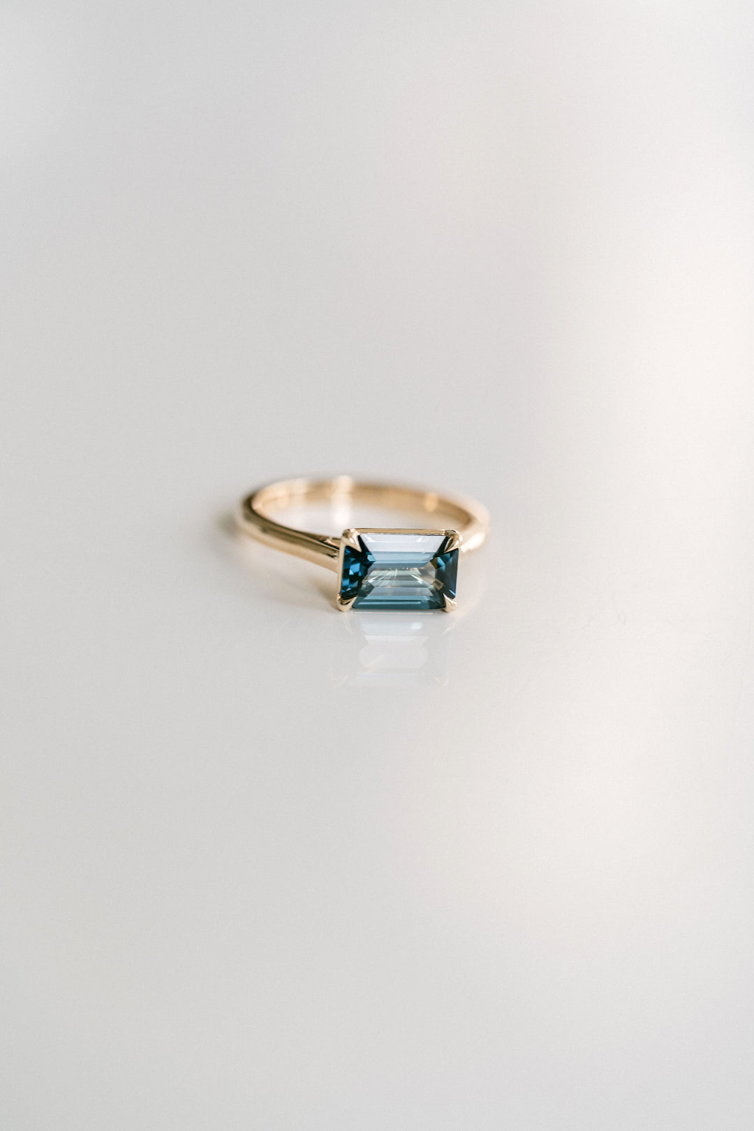 Emerald Cut East-West Blue Green Sapphire Dominion