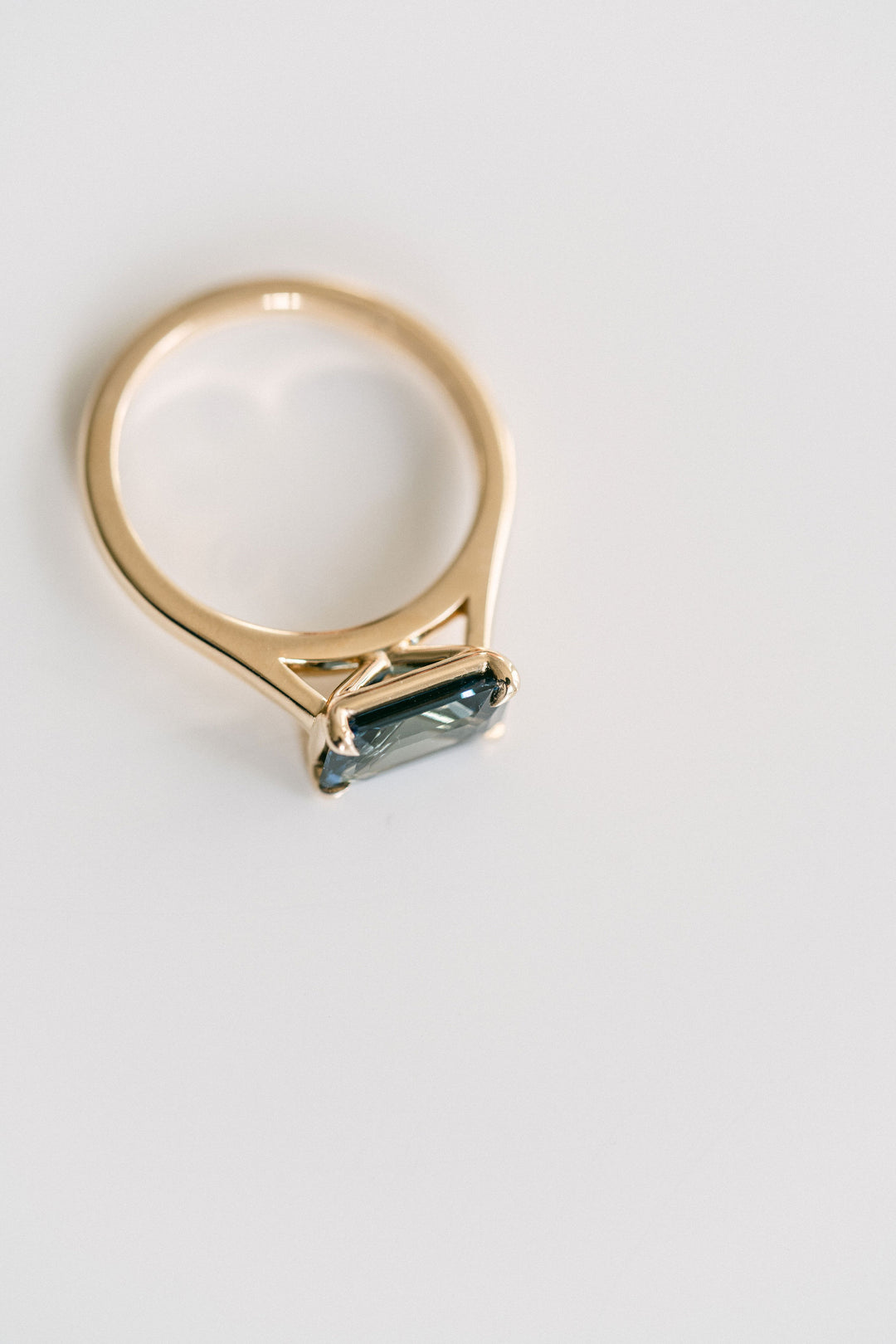 Emerald Cut East-West Blue Green Sapphire Dominion