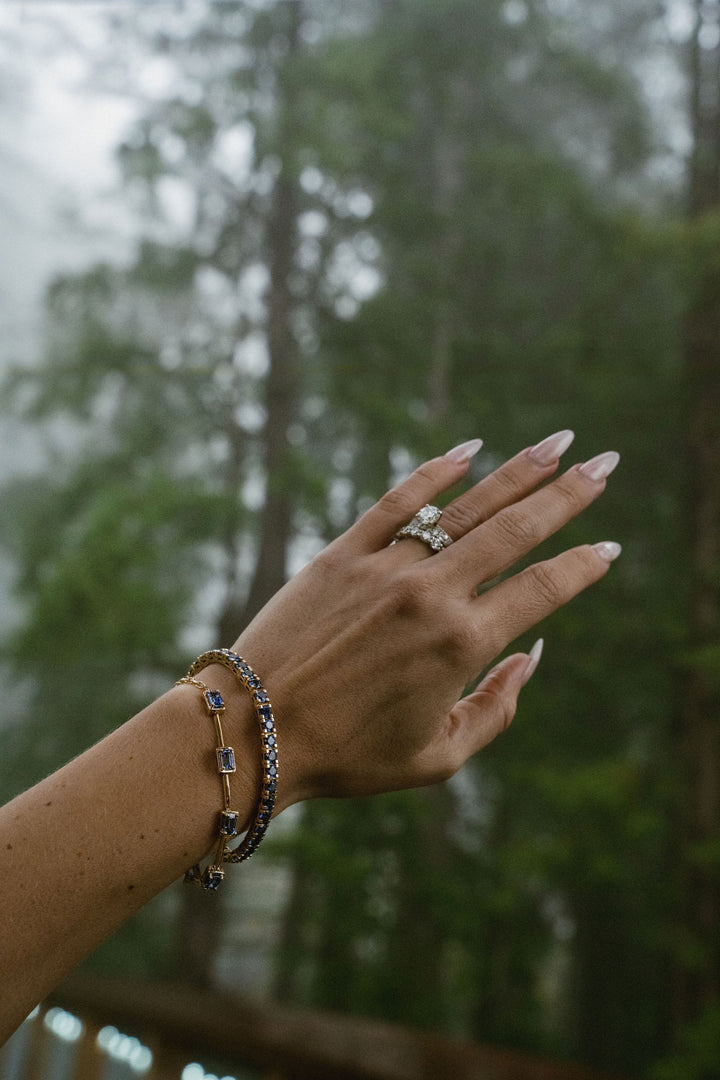 Emerald Cut East-West Blue Sapphire Gallery Bracelet