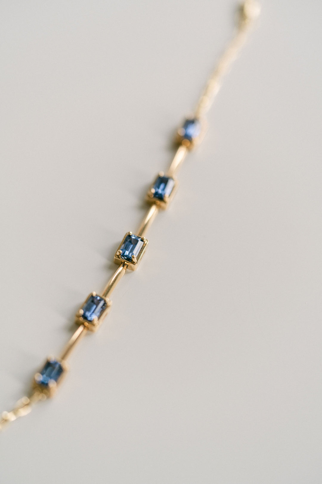 Emerald Cut East-West Blue Sapphire Gallery Bracelet