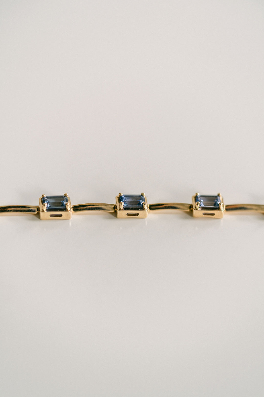 Emerald Cut East-West Blue Sapphire Gallery Bracelet