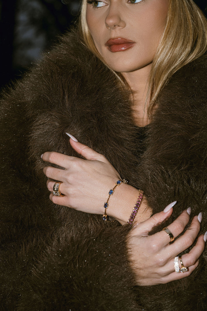 Emerald Cut East-West Blue Sapphire Gallery Bracelet