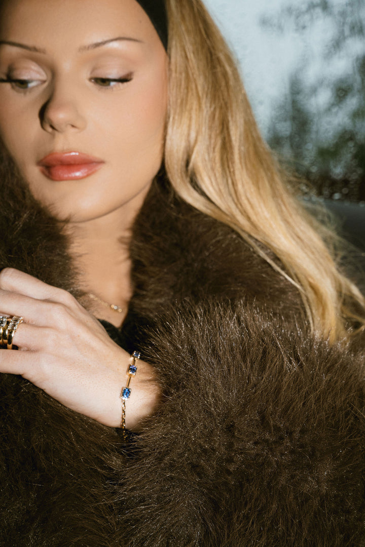 Emerald Cut East-West Blue Sapphire Gallery Bracelet