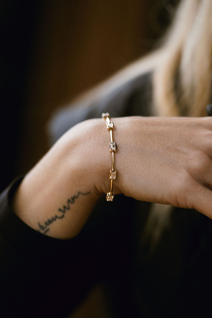 Emerald Cut East-West Diamond Gallery Bracelet