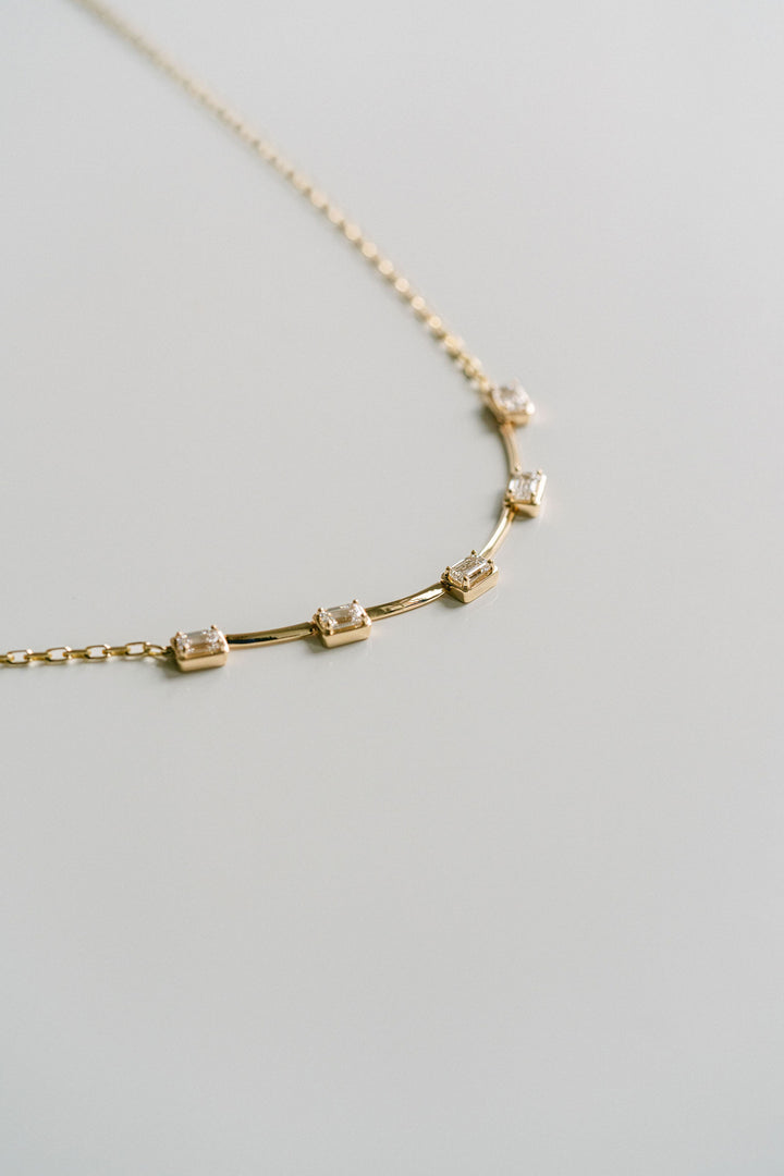 Emerald Cut East-West Diamond Gallery Necklace