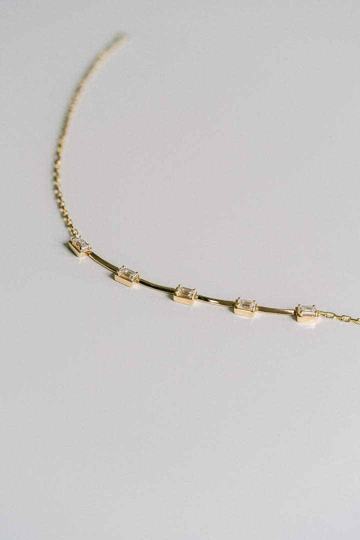 Emerald Cut East-West Diamond Gallery Necklace