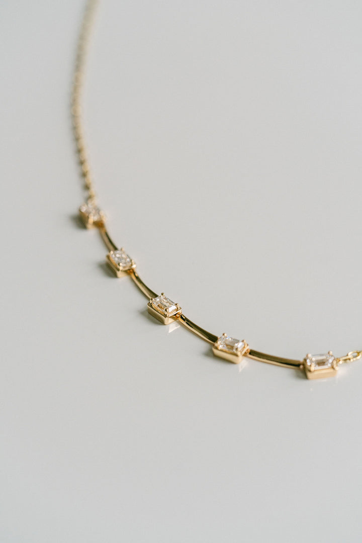 Emerald Cut East-West Diamond Gallery Necklace