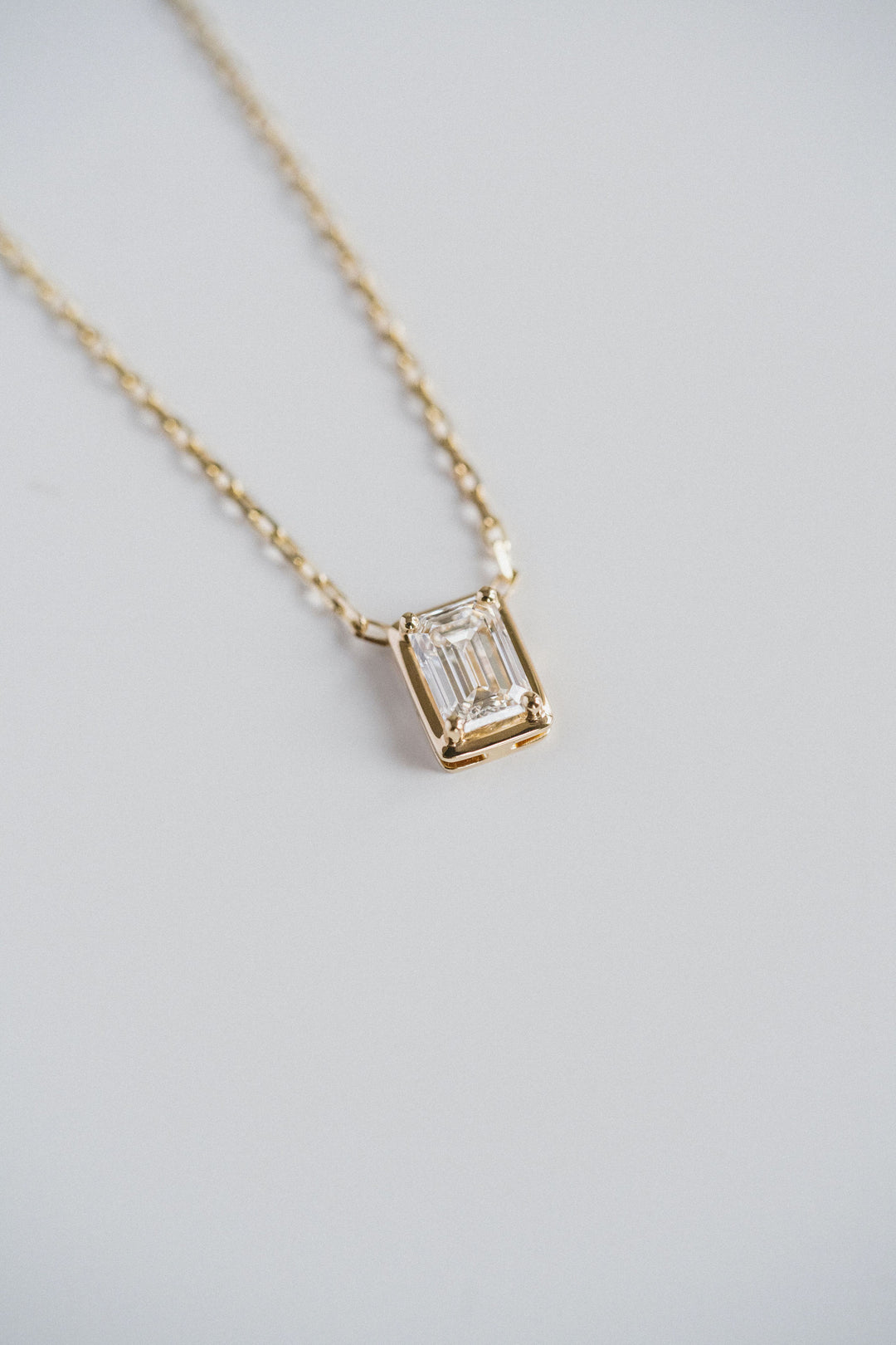 Emerald Cut Framed Diamond Necklace