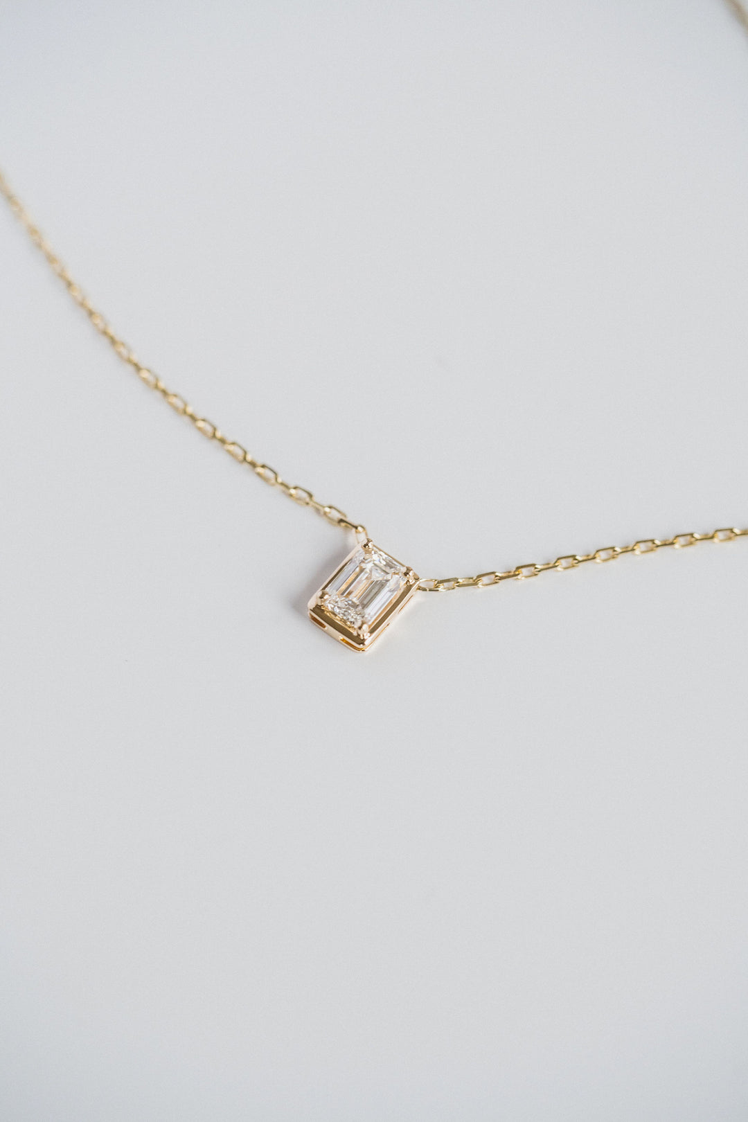 Emerald Cut Framed Diamond Necklace