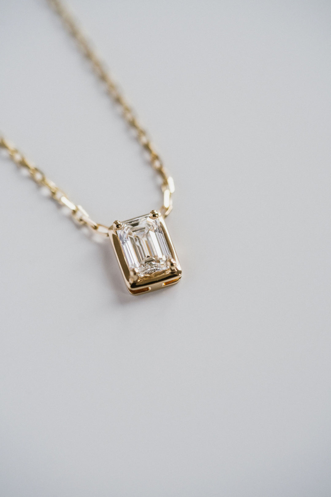 Emerald Cut Framed Diamond Necklace