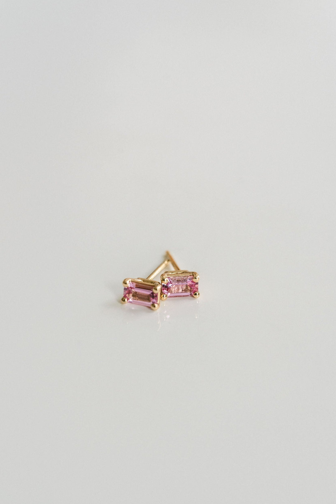 Emerald Cut Pink Sapphire Studs