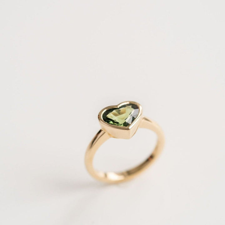 Heart Shape West Coast Green Bezel Set Sapphire