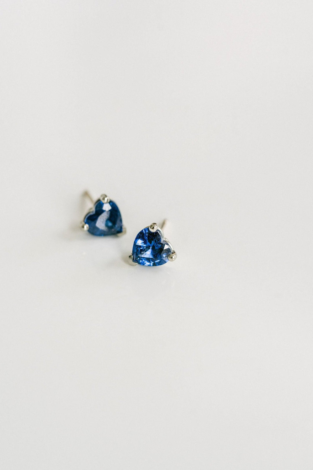 Heart Shape Blue Sapphire Studs