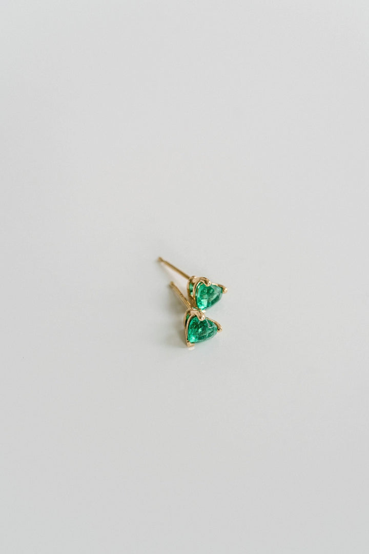 Heart Shape Emerald Studs