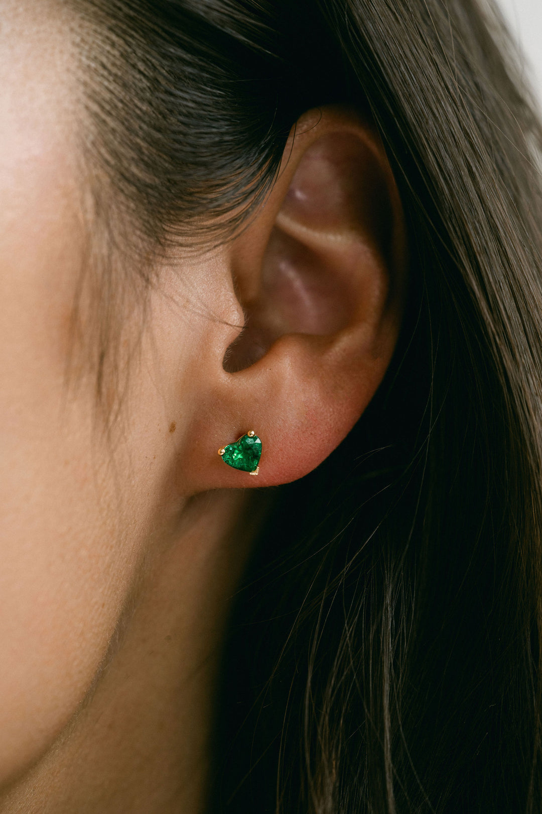 Heart Shape Emerald Studs