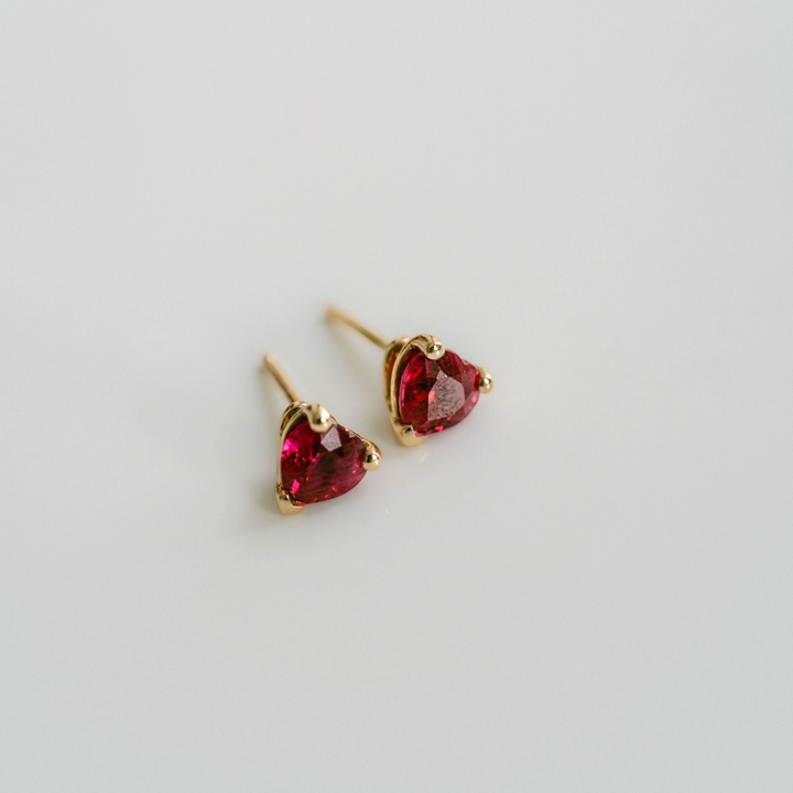 Heart Shape Ruby Studs