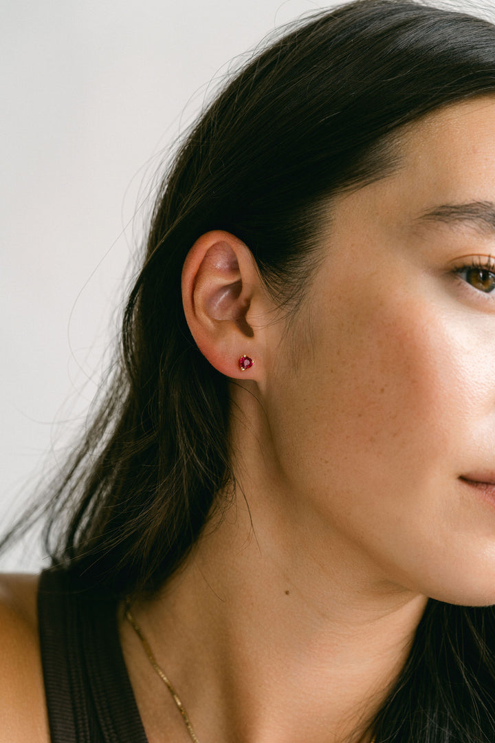 Heart Shape Ruby Studs